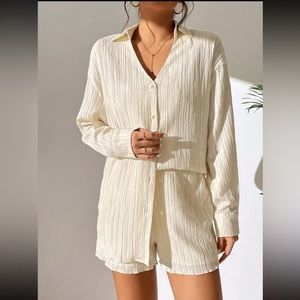 SHEIN Ivory Shirt & Short Set XS